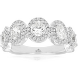 14K White Gold Halo Natural Diamonds Ring