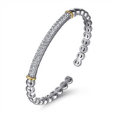 Sterling Silver And 14K Yellow Gold Bujukan White Sapphire Cuff