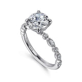 14K White Gold 'Lanna' Modern Round Natural Diamonds Engagement Ring