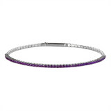 February Birthstone Sterling Silver Simulated Amethyst Flex Bracelet