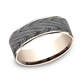 14K Rose Gold And Darkened Tantalum ‘The Herringbone’ 7.5mm Comfort Fit Wedding Band