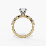 14K Yellow And White Gold Modern Round Natural Diamonds Engagement Ring