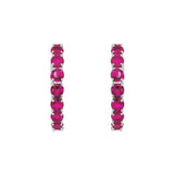 July Birthstone Sterling Silver Lab Grown Ruby Inside Out Earrings