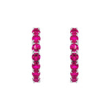 July Birthstone Sterling Silver Lab Grown Ruby Inside Out Earrings
