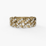 14K Yellow Gold Cuban Link Natural Diamonds Band