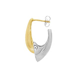 JT ESTATE 14K Yellow And White Gold Sharp Hook Natural Diamond Hoops