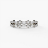 14K White Gold Modern Natural Diamonds Band