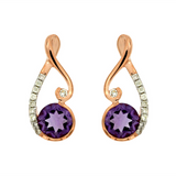 14K Rose Gold Amethysts Drop Earrings