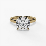 14K Yellow Gold Solitaire Round Natural Diamonds Engagement Ring