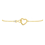 Sterling Silver Yellow Gold Overlay Heart And Infinity Link Bracelet With A Cubic Zirconia