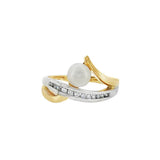 JT ESTATE 14K Yellow And White Gold Pearl And Diamond Free Form Ring