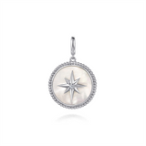 Sterling Silver Bujukan White Sapphire and Mother Of Pearl Medallion Pendant