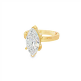 14K Yellow Gold Hidden Halo Marquise Diamond Engagement Ring