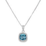 December Birthstone Sterling Silver Blue Topaz Halo Pendant