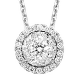18K White Gold Natural Diamonds Halo Pendant