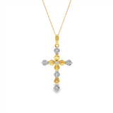 10K Yellow Gold Natural Diamond Pavé Accent Cross Pendant