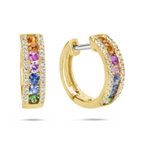 14K Yellow Gold Rainbow Sapphires Huggie Earrings
