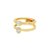 14K Yellow Gold Toi Et Moi Natural Diamonds Ring