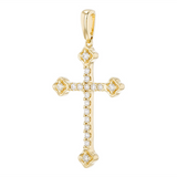 14K Yellow Gold Natural Diamonds Cross Pendant