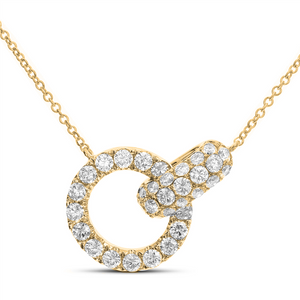 18K Yellow Gold Natural Diamonds Circle Link Necklace