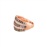 14K Rose Gold And Black Rhodium Finish Contemporary Natural Diamonds Ring