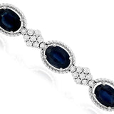 14K White Gold Sapphire And Diamond Fancy Link Bracelet