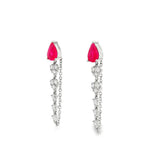 14K White Gold Rubies And Diamonds Dangle Earrings