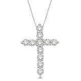 14K White Gold Natural Diamonds Cross Pendant