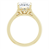 14K Yellow Gold Emerald Center Solitaire Engagement Ring