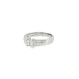 JT ESTATE 18K White Gold Invisible Set Natural Princess Diamond Band