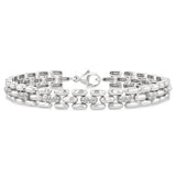 Sterling Silver Natural Diamonds Panther Link Bracelet