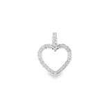 JT ESTATE 14K White Gold Natural Diamonds Heart Pendant