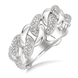 Sterling Silver Stackable Cuban Link Natural Diamonds Band
