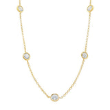 18K Yellow Gold Natural Diamonds Station Necklace