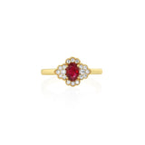 18K Yellow Gold Oval Ruby Halo Ring