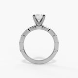 14K White Gold Contemporary Round Natural Diamonds Engagement Ring
