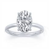 Platinum 3.04Ct Oval Lab Grown Diamonds Hidden Halo Engagement Ring