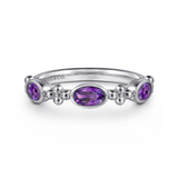 Sterling Silver Marquise Amethysts Band Ring