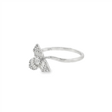 10K White Gold Three-Petal Flower Natural Diamond Ring