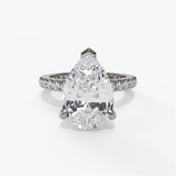 14K White Gold Hidden Halo Pear Natural Diamonds Engagement Ring