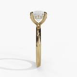 14K Yellow Gold Hidden Halo Round Diamond Engagement Ring
