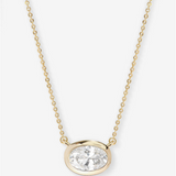 18K Yellow Gold Overlay 'She's A Boss' Cubic Zirconia Solitaire Necklace