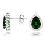 14K White Gold Russalites Halo Earrings