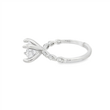 14K White Gold Classic Round Natural Diamonds Engagement Ring