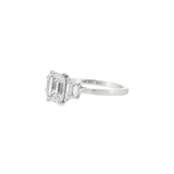 14K White Gold 2.00Ct Emerald Cut Lab Grown Diamonds Three Stone Engagement Ring