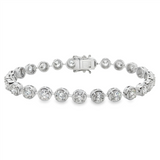 14K White Gold Natural Diamonds Fancy Link Bracelet