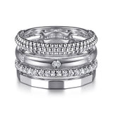Sterling Silver Multi-Row White Sapphire Bujukan Band