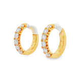 14K Yellow Gold 15Mm Round Half Lab Grown Diamonds Hoop Earrings
