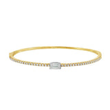 18K Yellow And White Gold Natural Diamonds Bangle Bracelet