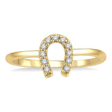 10K Yellow Gold Horse Shoe Natural Diamonds Ring